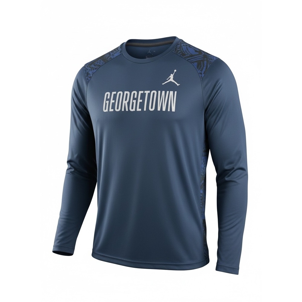 NWT Georgetown Hoyas Team Issued Shooting Shirt Jordan Men L Long‎ Sleeve NEW
